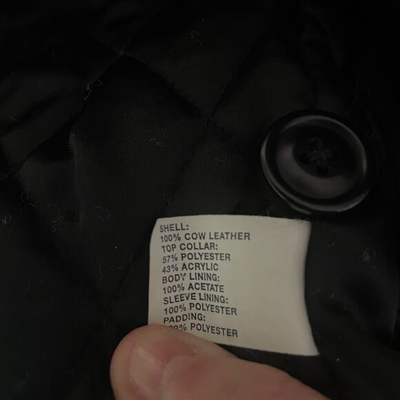 Vintage GAP Men's Distressed Black Leather Aviator Jacket Sherpa Collar Size L - Picture 12 of 13